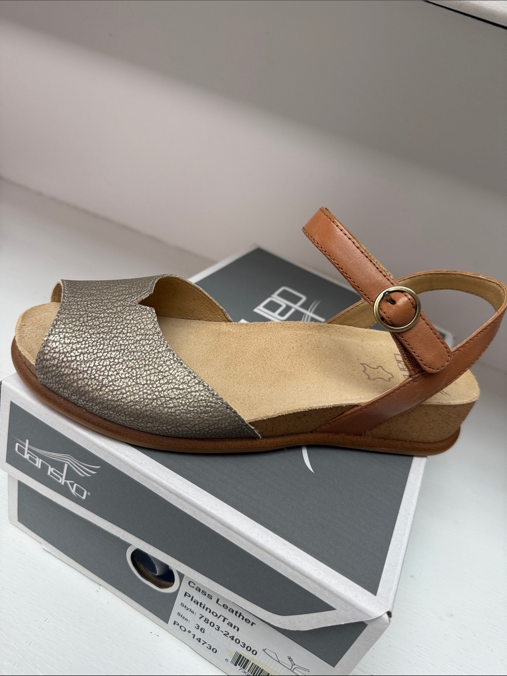 Dansko Metallic Leather Slingback Sandal in Bronze and Tan